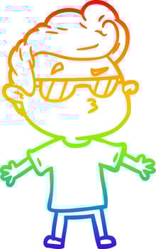rainbow gradient line drawing cartoon cool guy vector