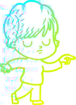 cold gradient line drawing cartoon woman vector