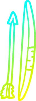cold gradient line drawing cartoon bow and arrow vector