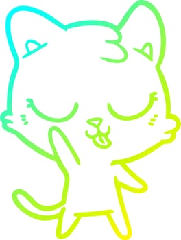 cold gradient line drawing cartoon cat vector