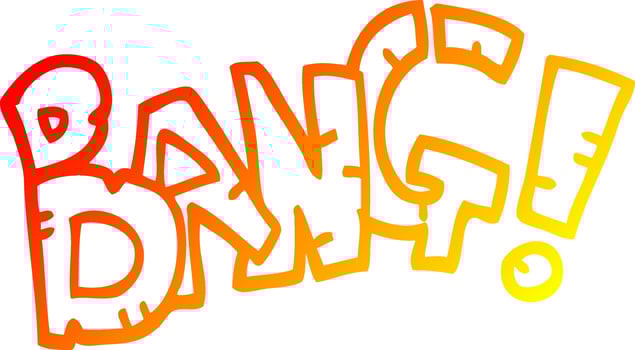 warm gradient line drawing cartoon bang symbol vector