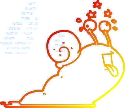 warm gradient line drawing crazy cartoon snail vector