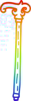 rainbow gradient line drawing cartoon walking stick vector