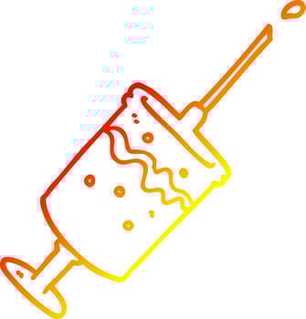 warm gradient line drawing cartoon syringe needle vector