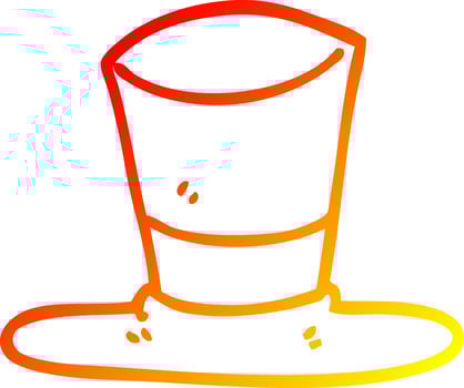 warm gradient line drawing cartoon top hat vector