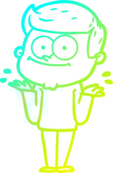 cold gradient line drawing cartoon happy man vector