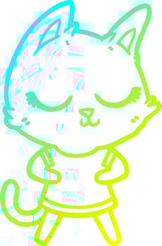 cold gradient line drawing calm cartoon cat vector