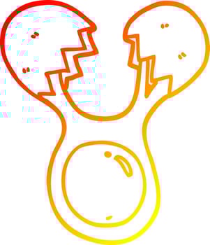 warm gradient line drawing cartoon cracked egg vector