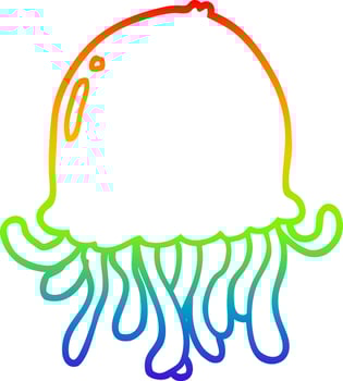 rainbow gradient line drawing cartoon jellyfish vector