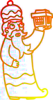 warm gradient line drawing one of the three wise men cartoon vector