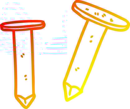 warm gradient line drawing cartoon old nails vector