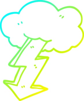 cold gradient line drawing cartoon lightning bolt vector