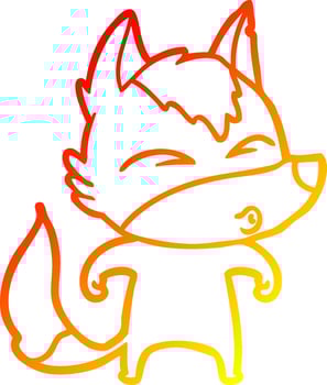 warm gradient line drawing cartoon wolf whistling vector