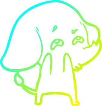 cold gradient line drawing cartoon elephant remembering vector