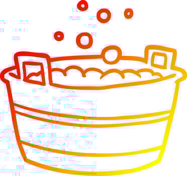 warm gradient line drawing old tin bath full of water vector