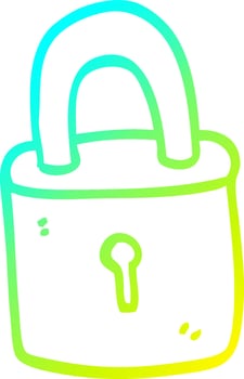 cold gradient line drawing cartoon padlock vector