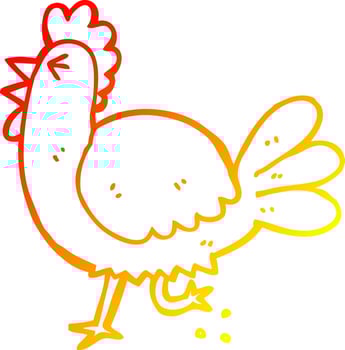warm gradient line drawing cartoon rooster vector