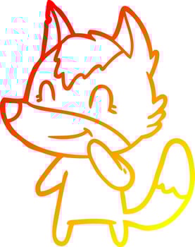 warm gradient line drawing friendly cartoon wolf vector