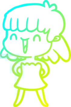 cold gradient line drawing cartoon woman vector