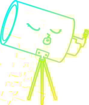 cold gradient line drawing cartoon telescope with face vector