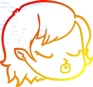 warm gradient line drawing cartoon vampire girl face vector