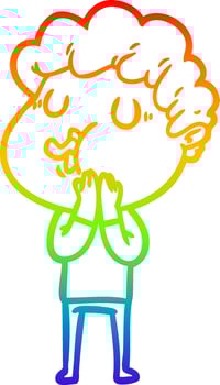 rainbow gradient line drawing cartoon man singing vector