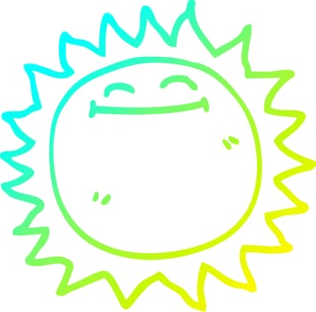 cold gradient line drawing cartoon shining sun vector