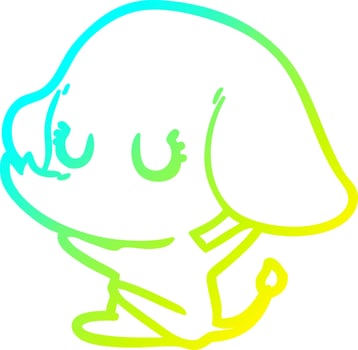 cold gradient line drawing cute cartoon elephant vector