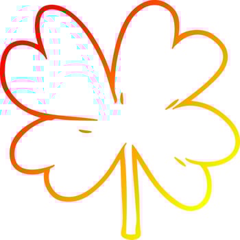 warm gradient line drawing cartoon four leaf clover vector