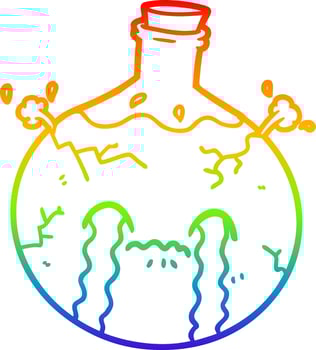 rainbow gradient line drawing cartoon cracking potion vector