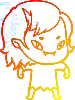 warm gradient line drawing cartoon friendly vampire girl vector