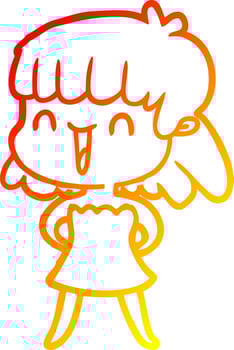 warm gradient line drawing cartoon woman vector