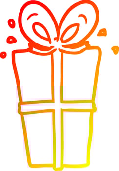 warm gradient line drawing wrapped gift vector