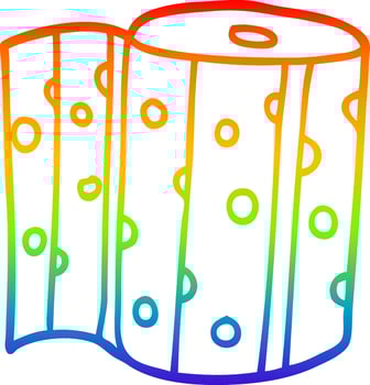 rainbow gradient line drawing cartoon kitchen roll vector