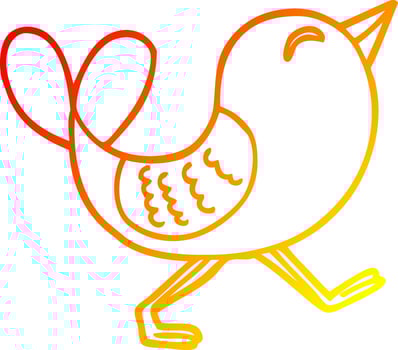 warm gradient line drawing cartoon bluebird vector