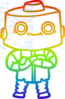 rainbow gradient line drawing cartoon robot vector