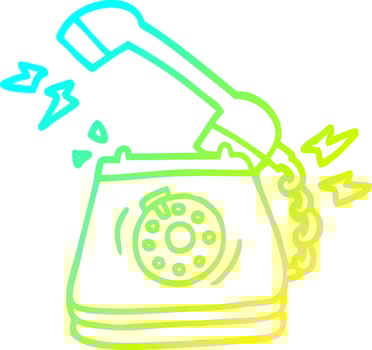 cold gradient line drawing cartoon old rotary dial telephone vector