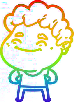 rainbow gradient line drawing cartoon friendly man vector