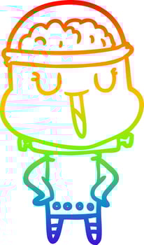 rainbow gradient line drawing happy cartoon robot vector