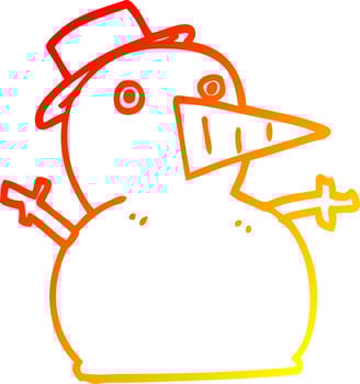 warm gradient line drawing cartoon funny snowman vector
