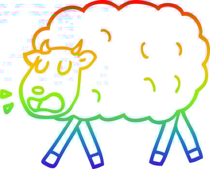 rainbow gradient line drawing cartoon sheep vector