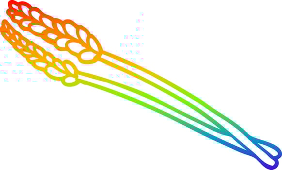 rainbow gradient line drawing cartoon wheat vector