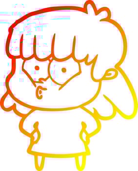 warm gradient line drawing cartoon whistling girl vector