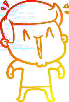 warm gradient line drawing cartoon excited man vector