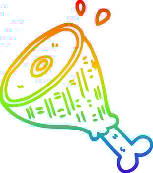 rainbow gradient line drawing cartoon cooked meat vector
