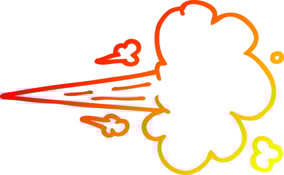 warm gradient line drawing cartoon gust of air vector