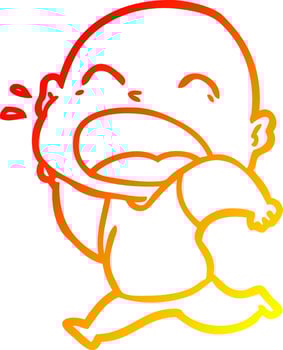 warm gradient line drawing cartoon shouting bald man vector
