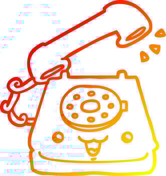 warm gradient line drawing cute cartoon telephone vector