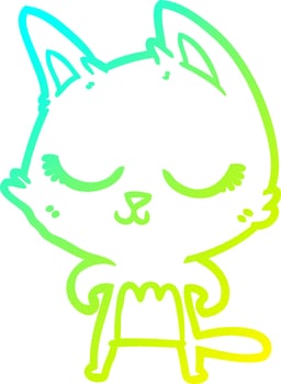 cold gradient line drawing calm cartoon cat vector
