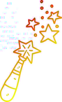 warm gradient line drawing cartoon magic wand vector